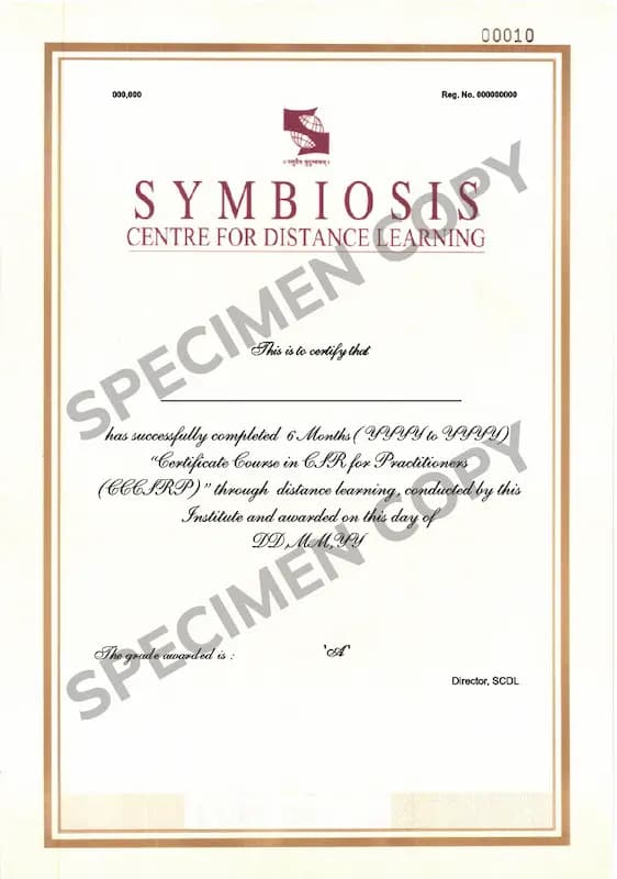 Certificate Course in CSR for Practitioners Demo Certificate