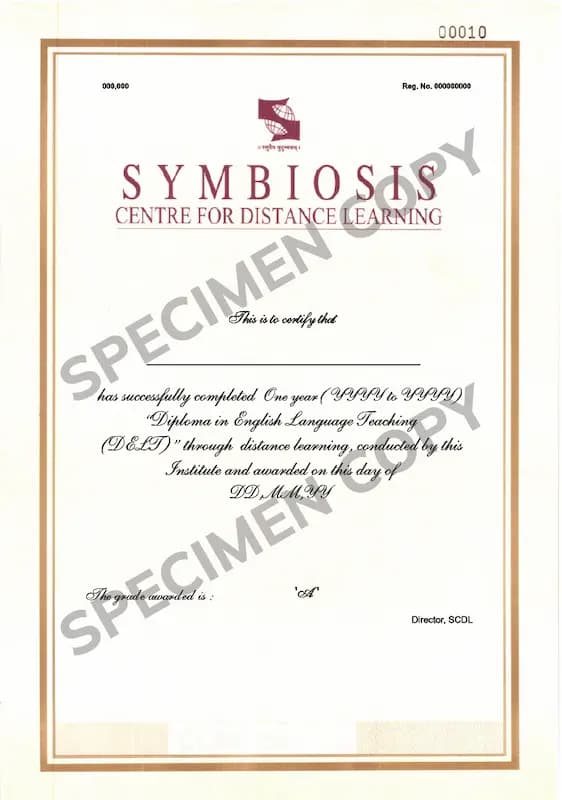 Diploma in English Language Teaching Demo Certificate