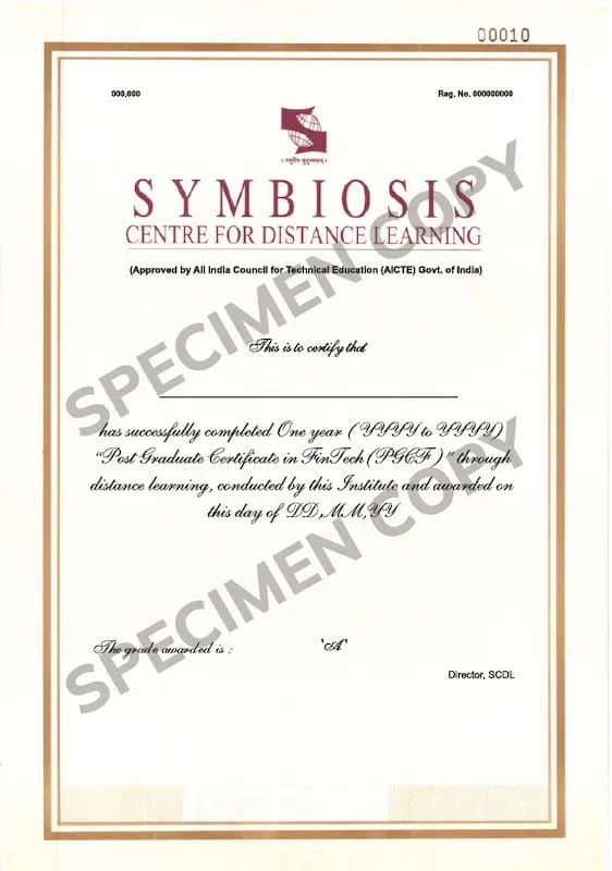 PG Certificate in Fintech Demo Certificate